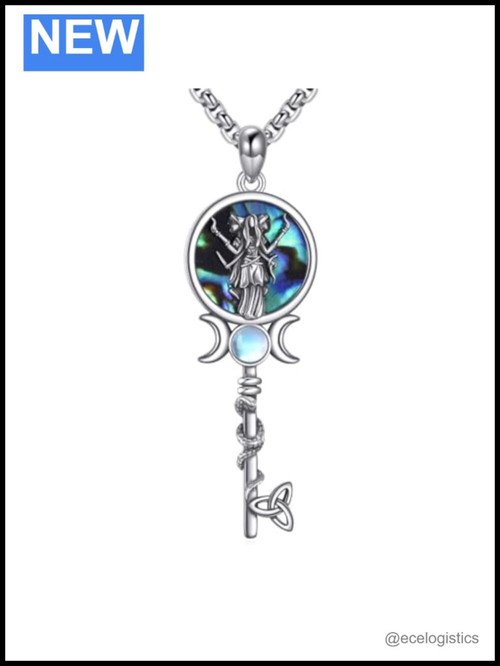 Triple Moon Goddess Pendant Necklace 925 Sterling Silver